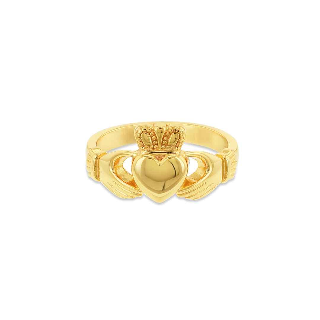 Sterling Silver Gold‑Plated Traditional Claddagh Ring