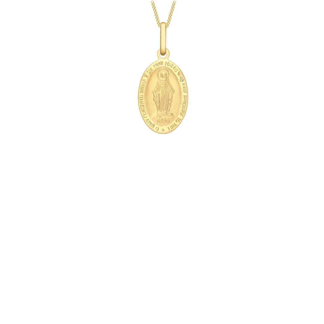 9ct Yellow Gold Double‑Sided Holy Mary Medal Pendant (Large)