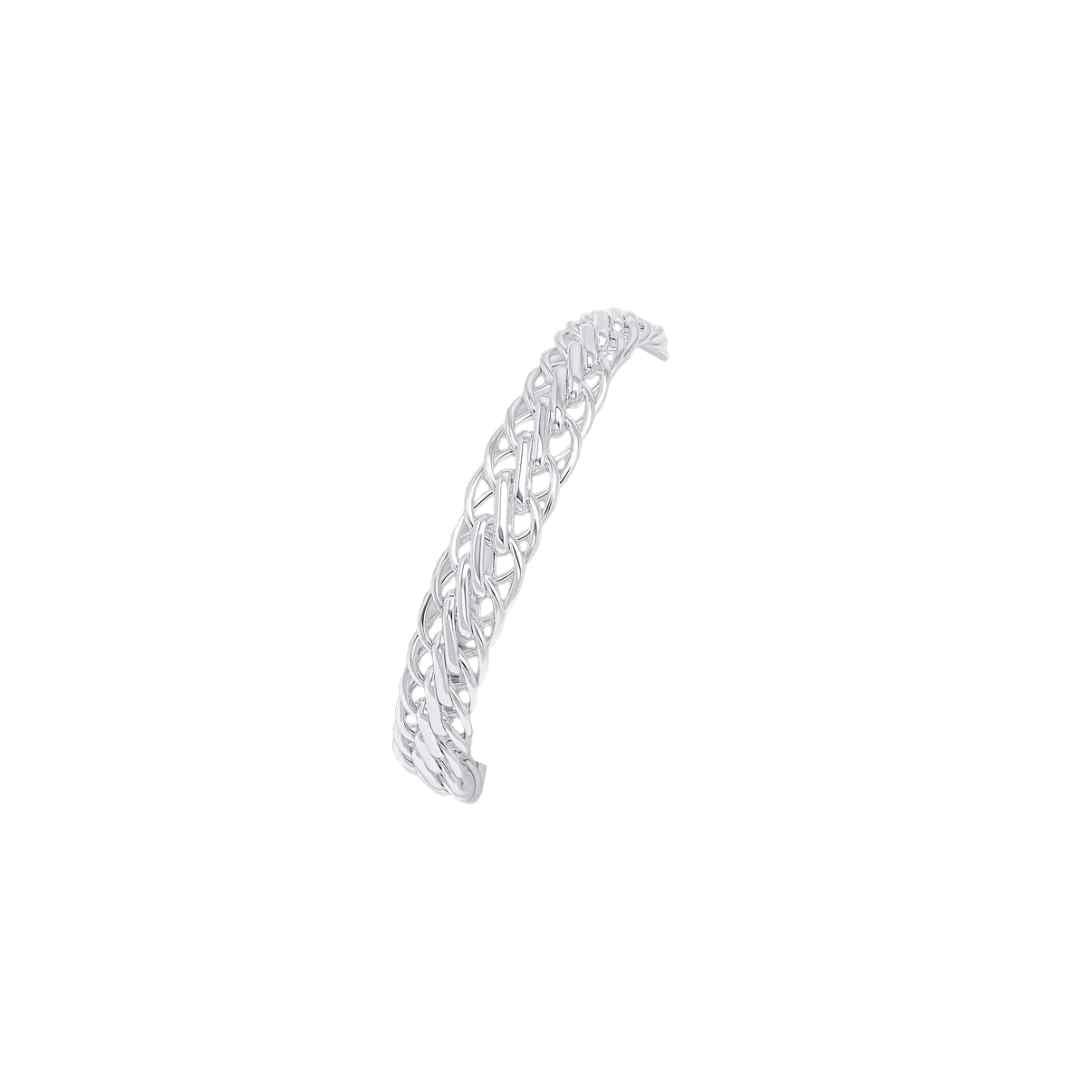 Silver 9mm Handmade Flat Spiga Chain Bracelet