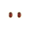 9CT Yellow Gold Oval Garnet Rubover Stud Earrings 6x4mm
