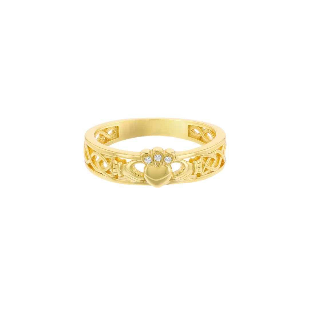 Sterling Silver Gold‑Plated Claddagh Band Ring