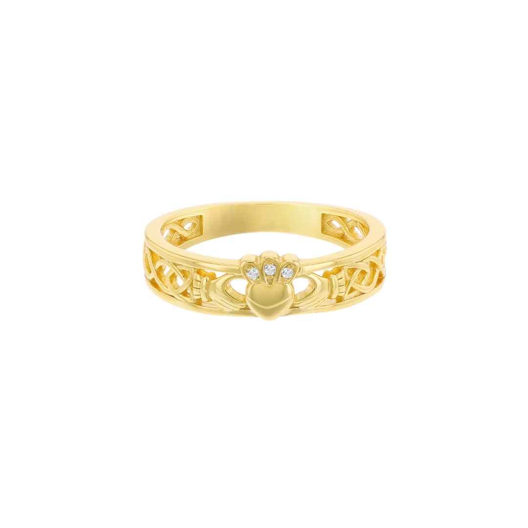 Sterling Silver Gold‑Plated Claddagh Band Ring