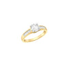 9ct Yellow Gold CZ Solitaire & Baguette Shoulder Ring