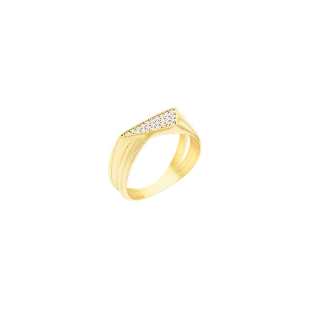 9ct Yellow Gold Pavé CZ Statement Ring
