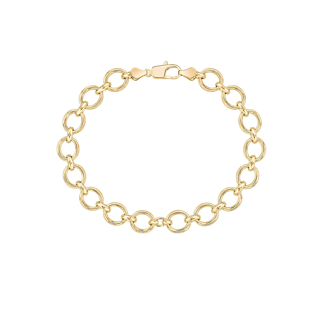 9CT Yellow Gold Handmade 10mm Fancy Oval Bracelet