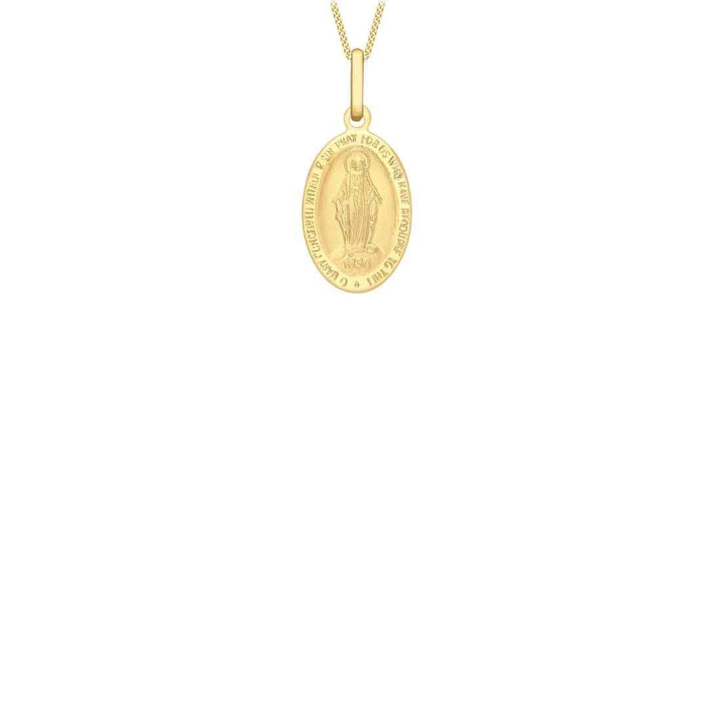 9ct Yellow Gold Double‑Sided Holy Mary Medal Pendant (Small)