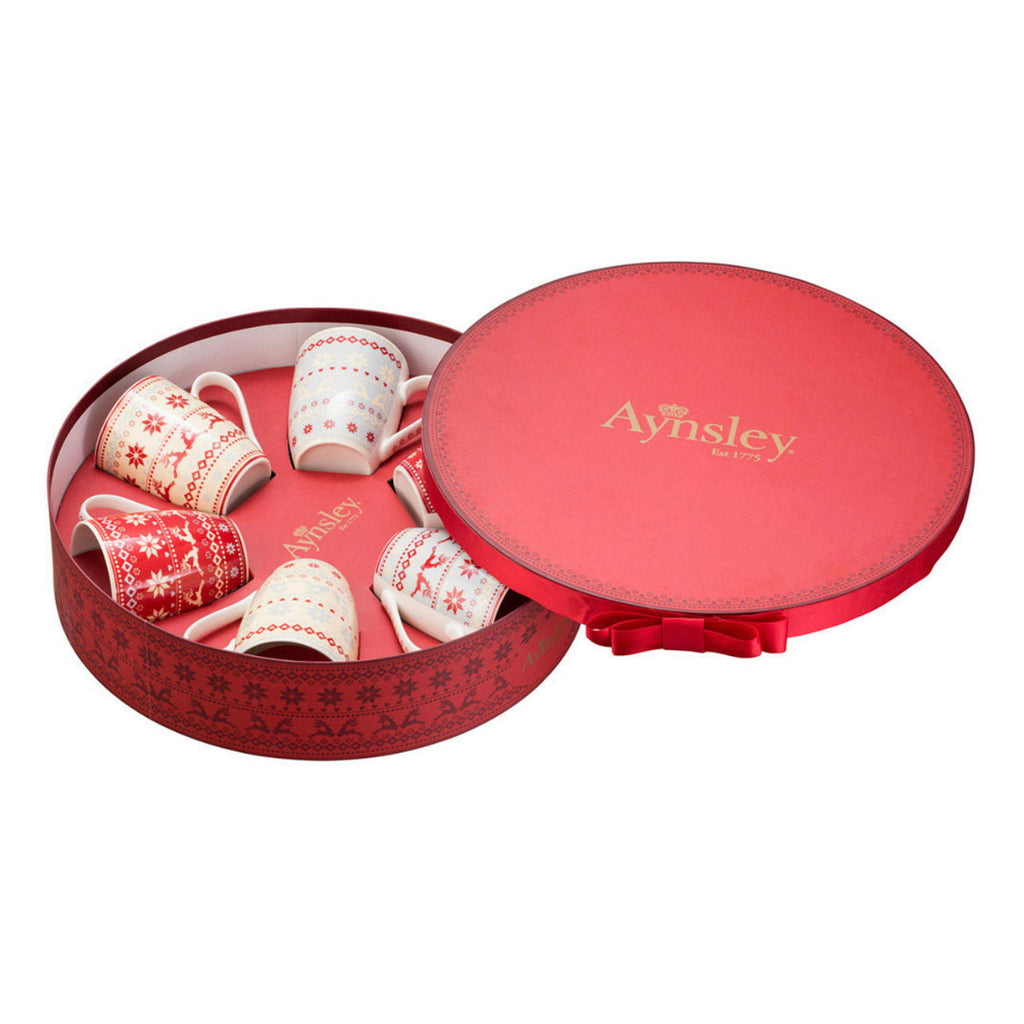 Aynsley Christmas set of 6 mugs