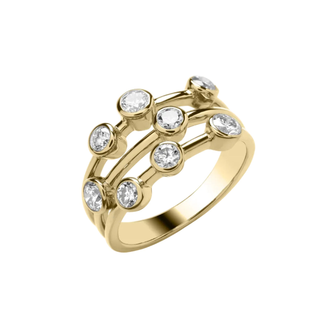 Bubble Collection – 9ct Yellow Gold 8‑Stone Natural Diamond Ring
