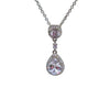 Celestial Drops Sterling Silver Necklace – Double Halo CZ Elegance