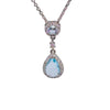 Blue Aurora Drops Sterling Silver Necklace – Double Halo CZ Glow