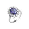 18ct White Gold Sapphire & Natural Diamond Cluster Ring