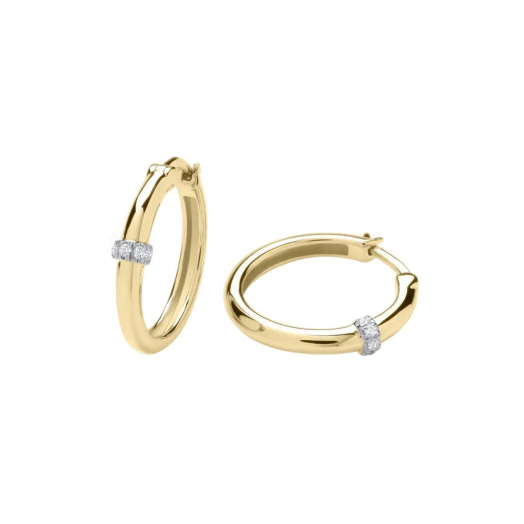 9ct Yellow Gold & Natural Diamond Hoop Earrings