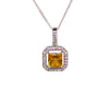 Golden Radiance Sterling Silver Necklace – Princess-Cut CZ Halo