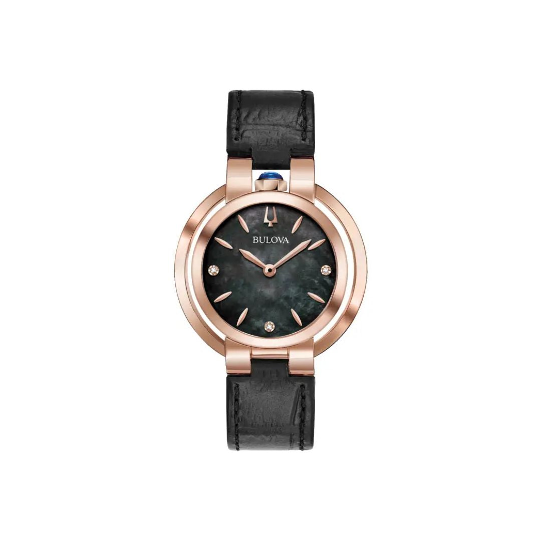 Bulova Rubaiyat Modern Diamond – Black Mother-of-Pearl Dial & Rose Gold-Tone Case