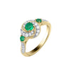 9ct Yellow Gold Diamond & Emerald Swirl Ring