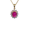 Oval Ruby Halo Diamond Pendant – 9ct Gold