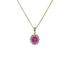 Oval Ruby Halo Diamond Pendant – 9ct Gold