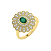 9ct Yellow Gold Emerald & Diamond Cluster Ring
