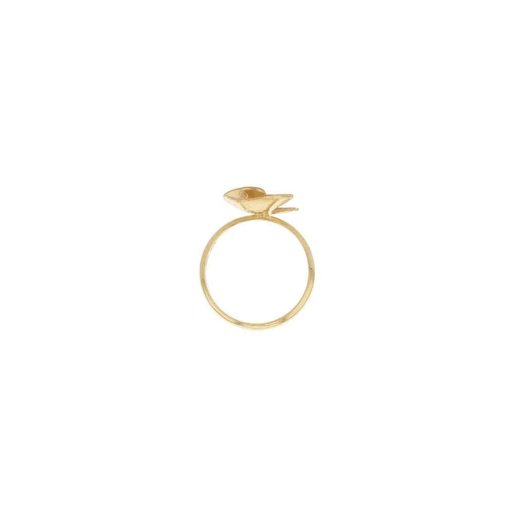 9ct Yellow Gold Textured Diamond Flower Ring