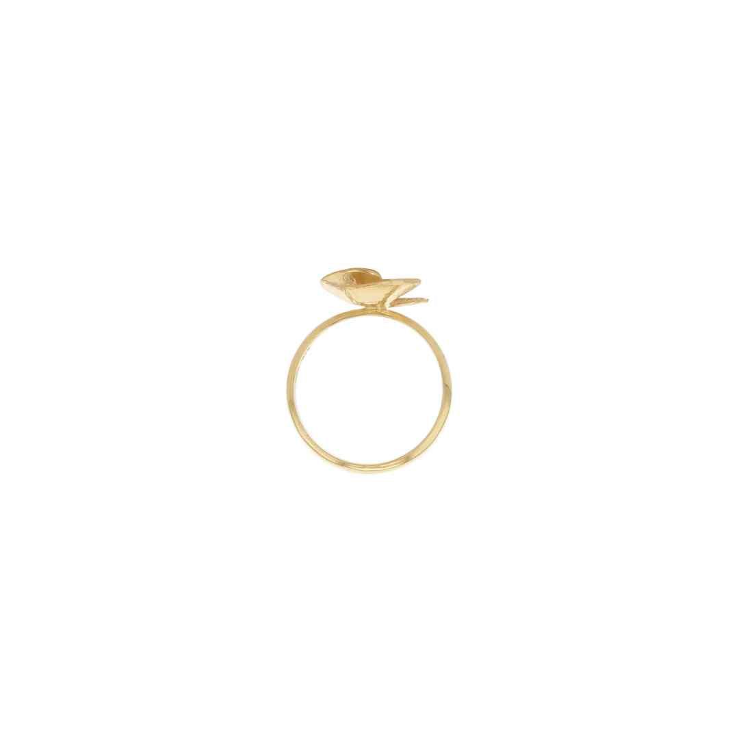 9ct Yellow Gold Textured Diamond Flower Ring