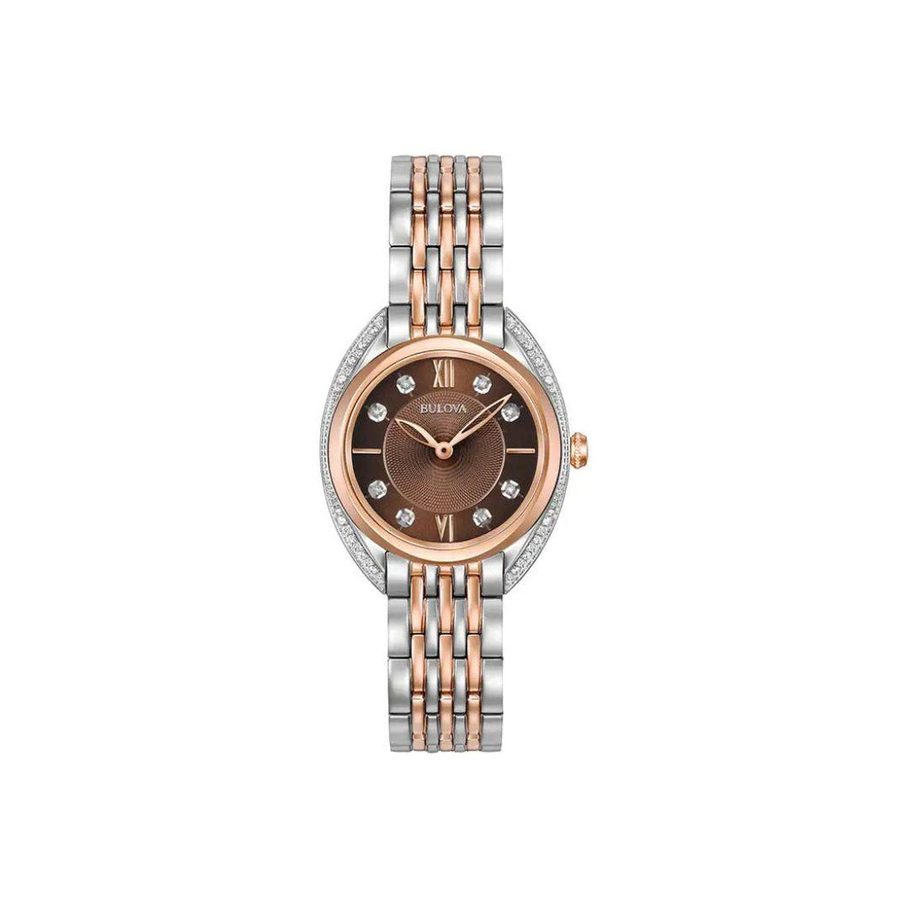 Bulova Classic Diamond Contour – Two-Tone Bracelet & Brown Dial