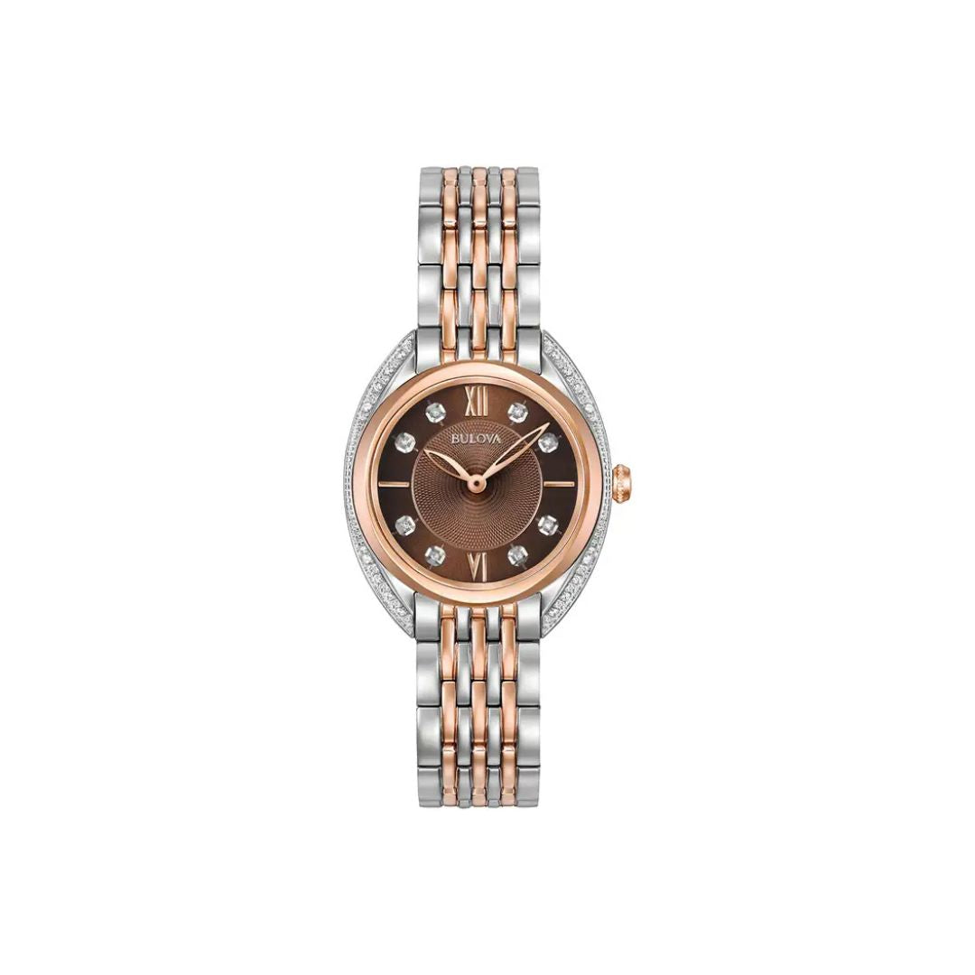 Bulova Classic Diamond Contour – Two-Tone Bracelet & Brown Dial