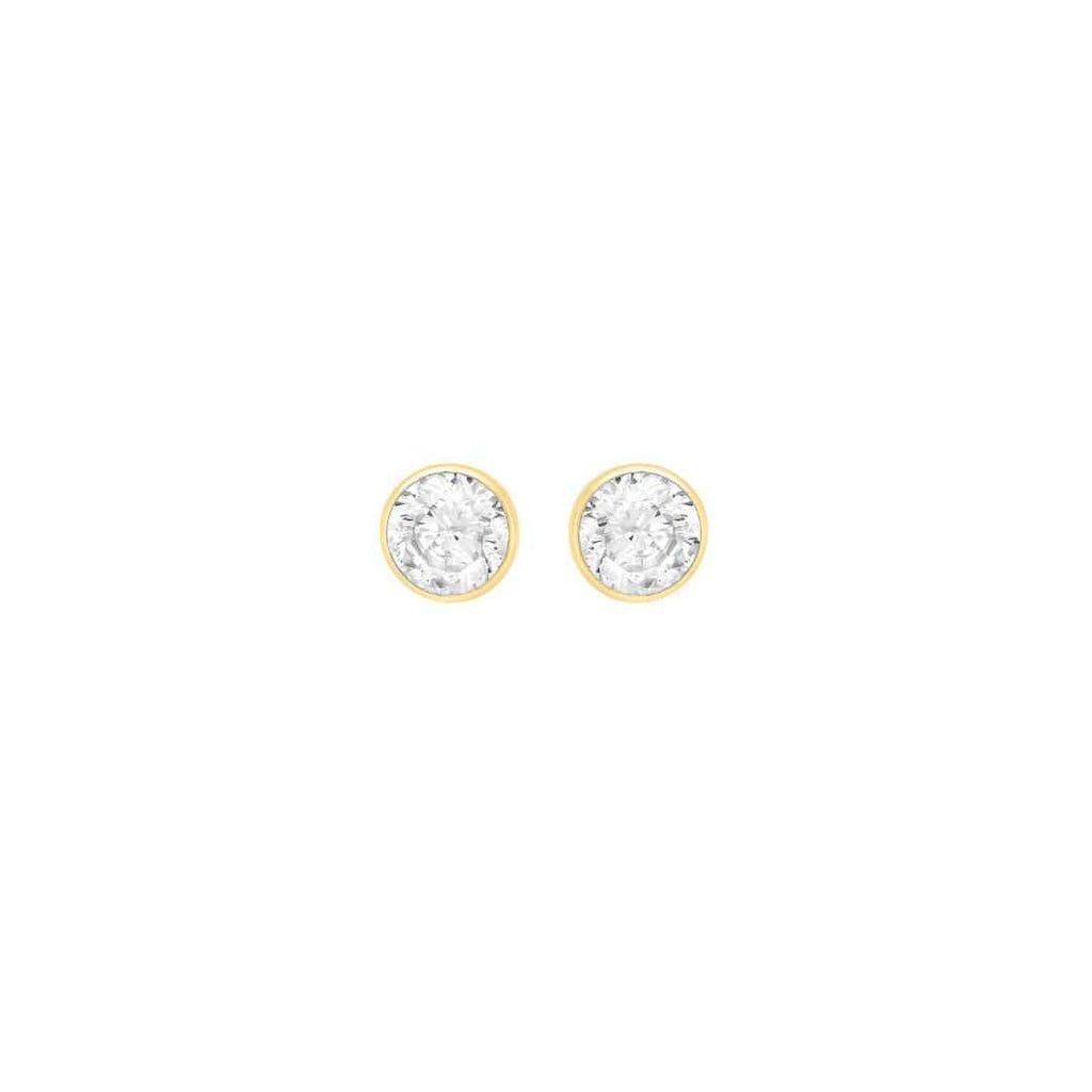 9ct Yellow Gold CZ Rubover Stud Earrings