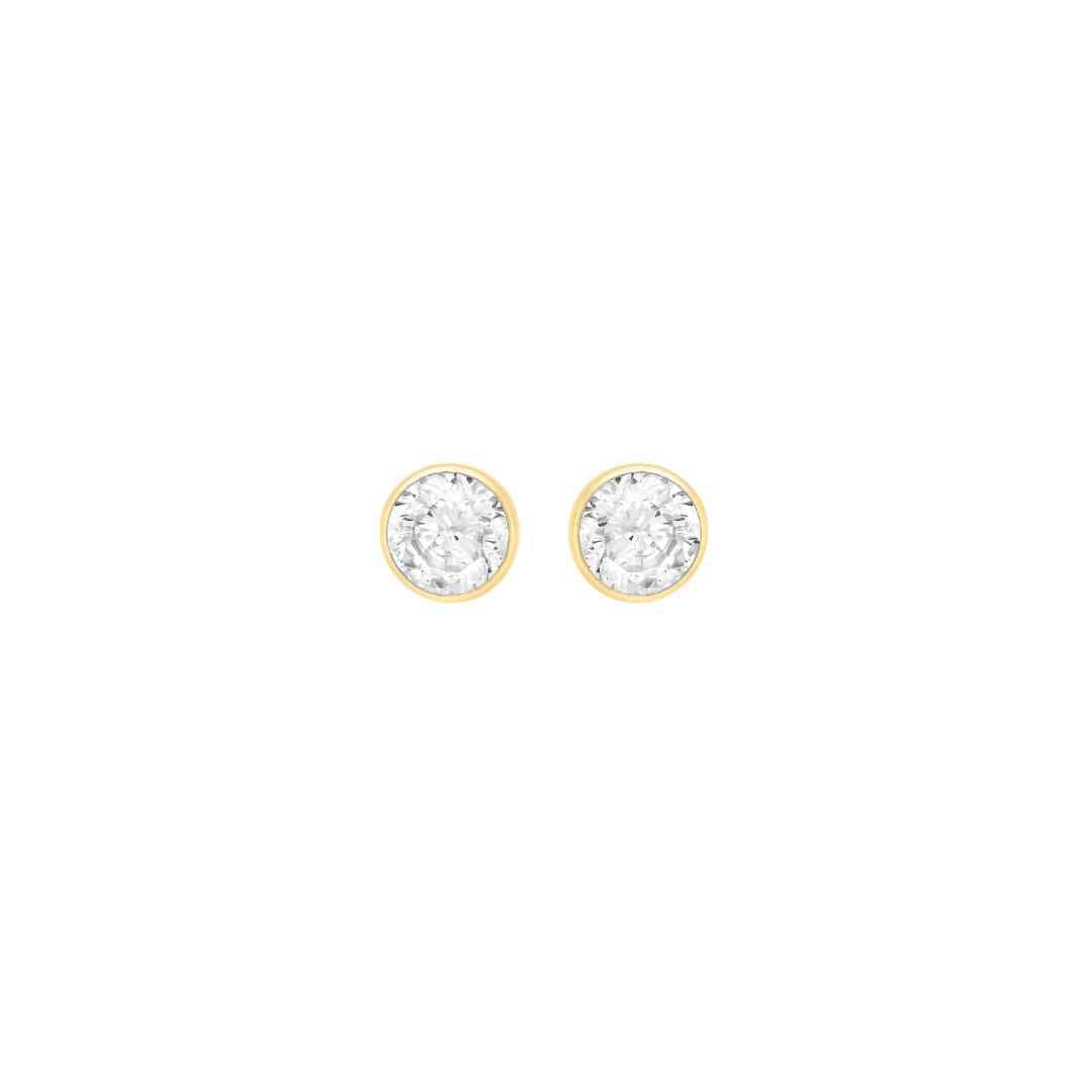 9ct Yellow Gold CZ Rubover Stud Earrings