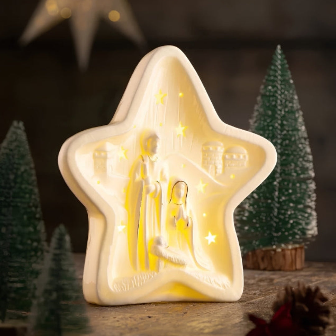 Belleek star Nativity LED