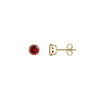 9CT Yellow Gold Round Garnet Rubover Stud Earrings 5mm