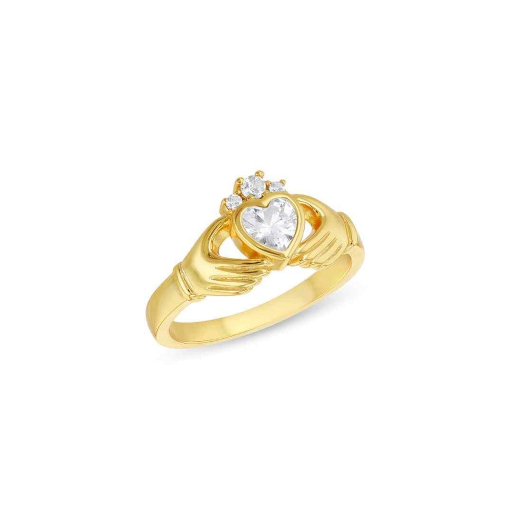 Sterling Silver Gold‑Plated Claddagh Ring