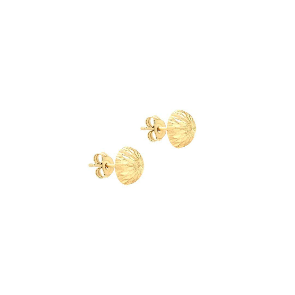 9ct Yellow Gold Diamond‑Cut Stud Earrings
