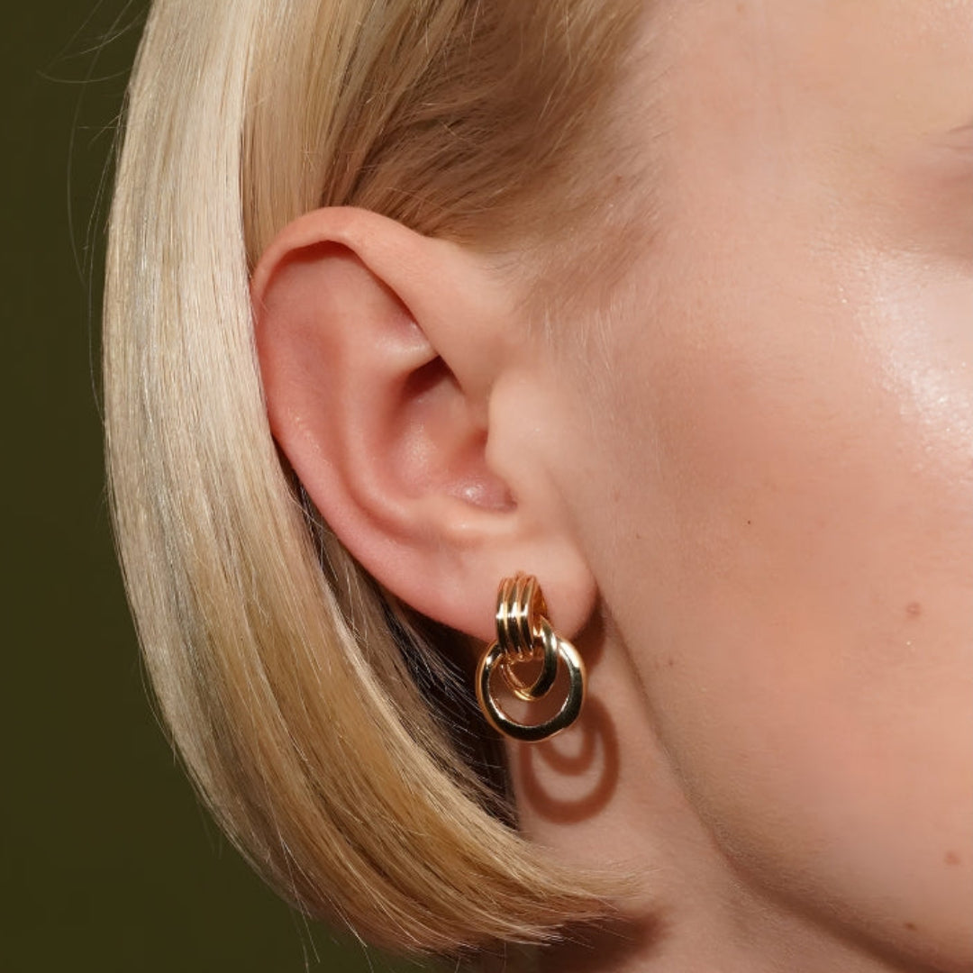 Burren Dove Triple Hoop Stud Earrings