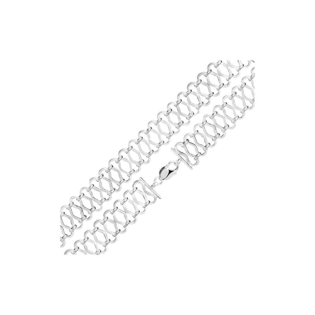 Silver Handmade Vertical Figure 8 Chain Bracelet