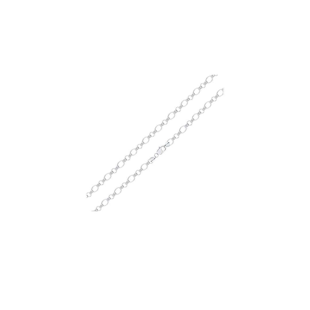 Silver 8.7mm Handmade Double Oval & Round Textured Chain Bracelet