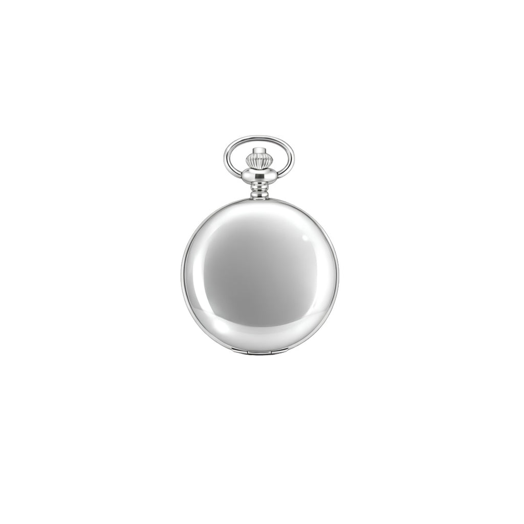 Dalton Silver-Tone Mechanical Skeleton Pocket Watch with Roman Dial