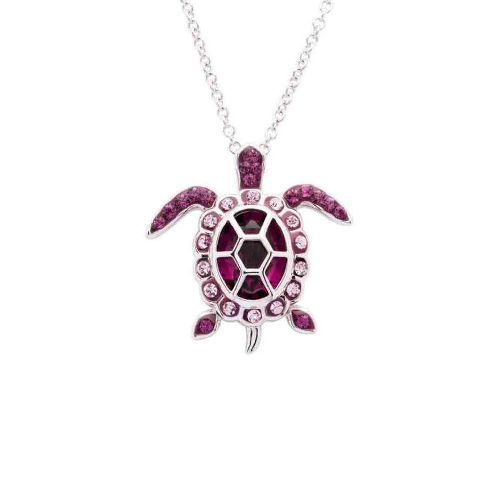 February Turtle Birthstone Pendant – Sterling Silver