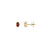 9CT Yellow Gold Oval Garnet Rubover Stud Earrings 6x4mm