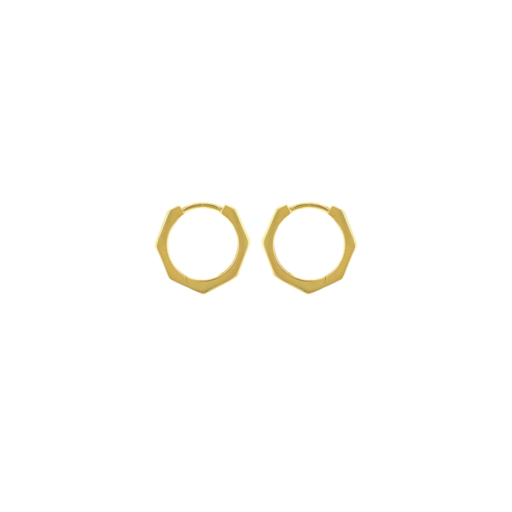 9ct Yellow Gold Hexagon Plain Hoop Earrings