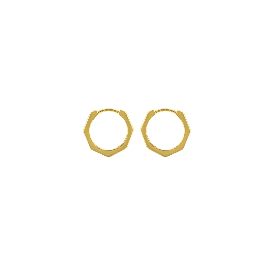 9ct Yellow Gold Hexagon Plain Hoop Earrings