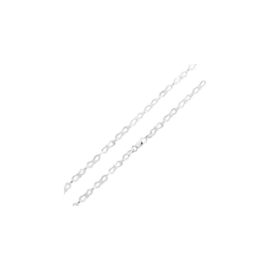 Silver 6mm Handmade Pinched Infinity Chain Bracelet