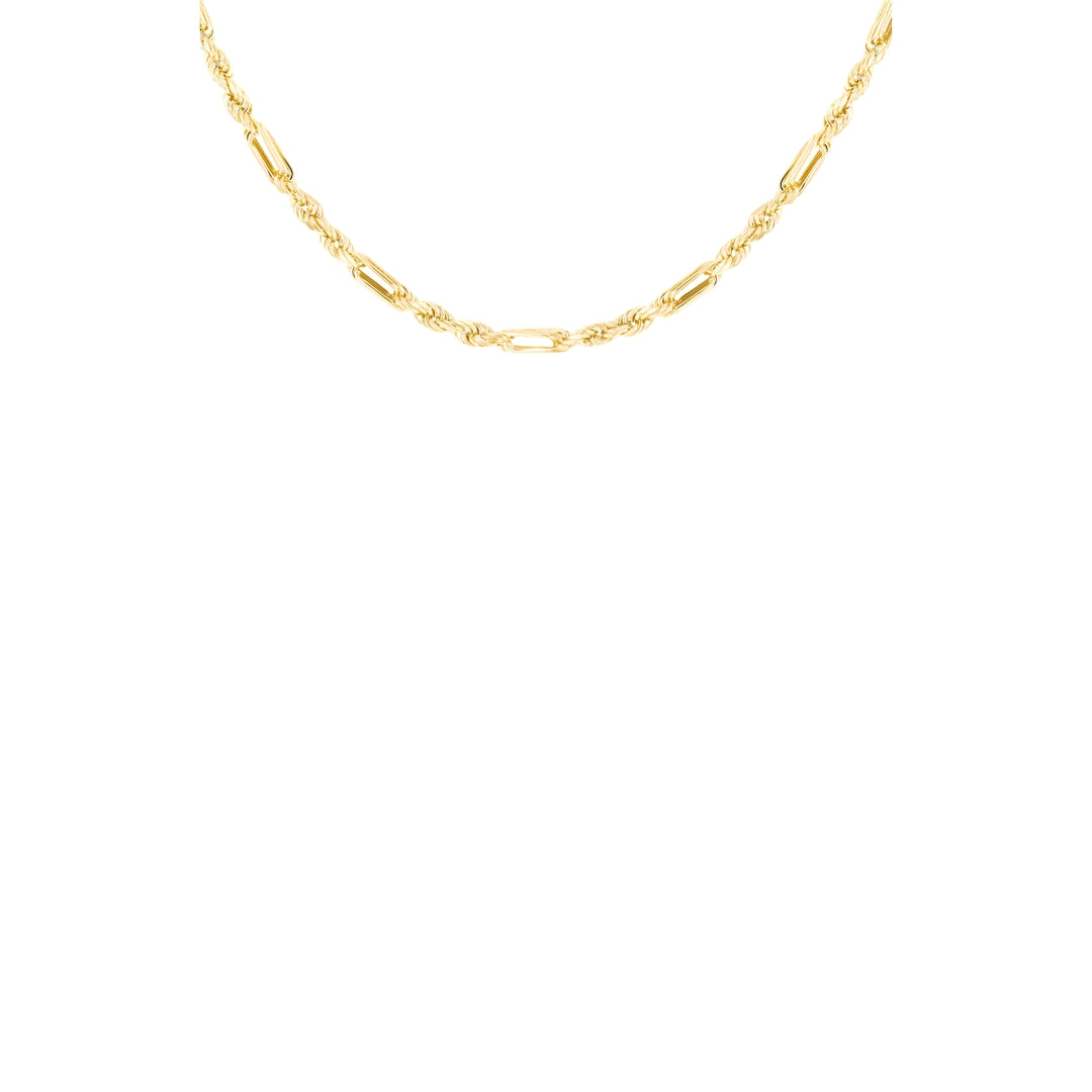 9ct Yellow Gold Hollow Diamond Cut Figarope Chain