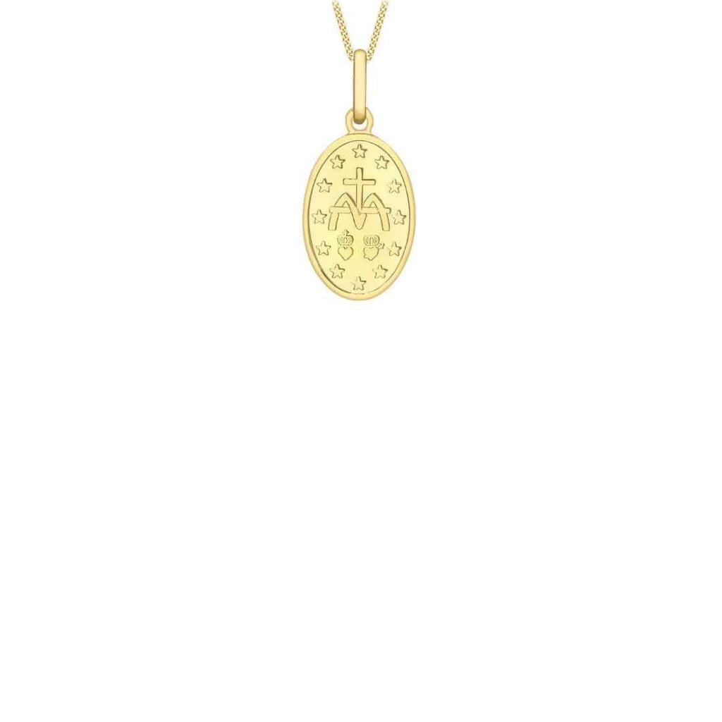 9ct Yellow Gold Double‑Sided Holy Mary Medal Pendant (Small)