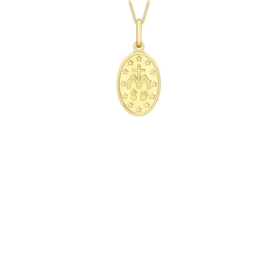 9ct Yellow Gold Double‑Sided Holy Mary Medal Pendant (Small)