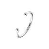 Silver 6mm Solid Round Torque Bangle with 10mm Beads