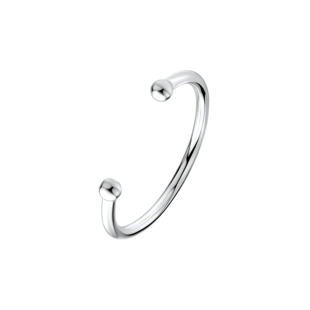 Silver 6mm Solid Round Torque Bangle with 10mm Beads