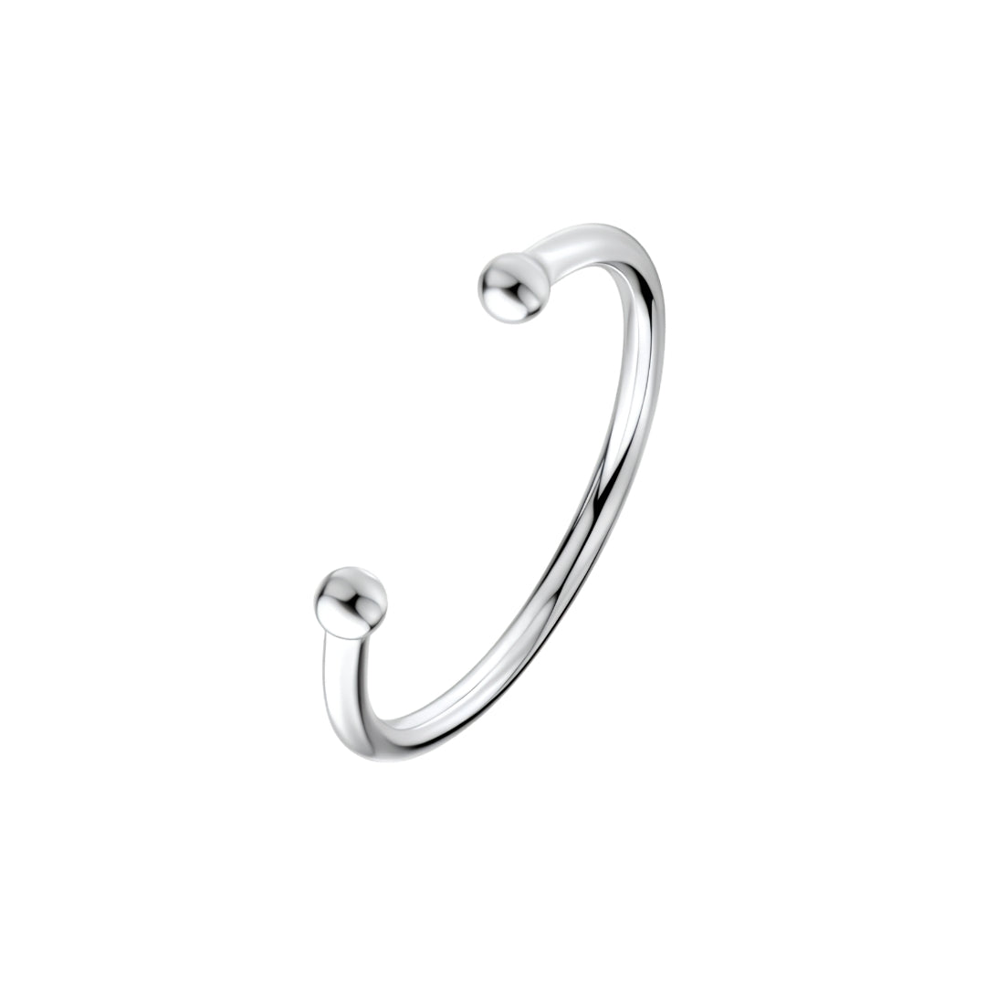 Silver 6mm Solid Round Torque Bangle with 10mm Beads