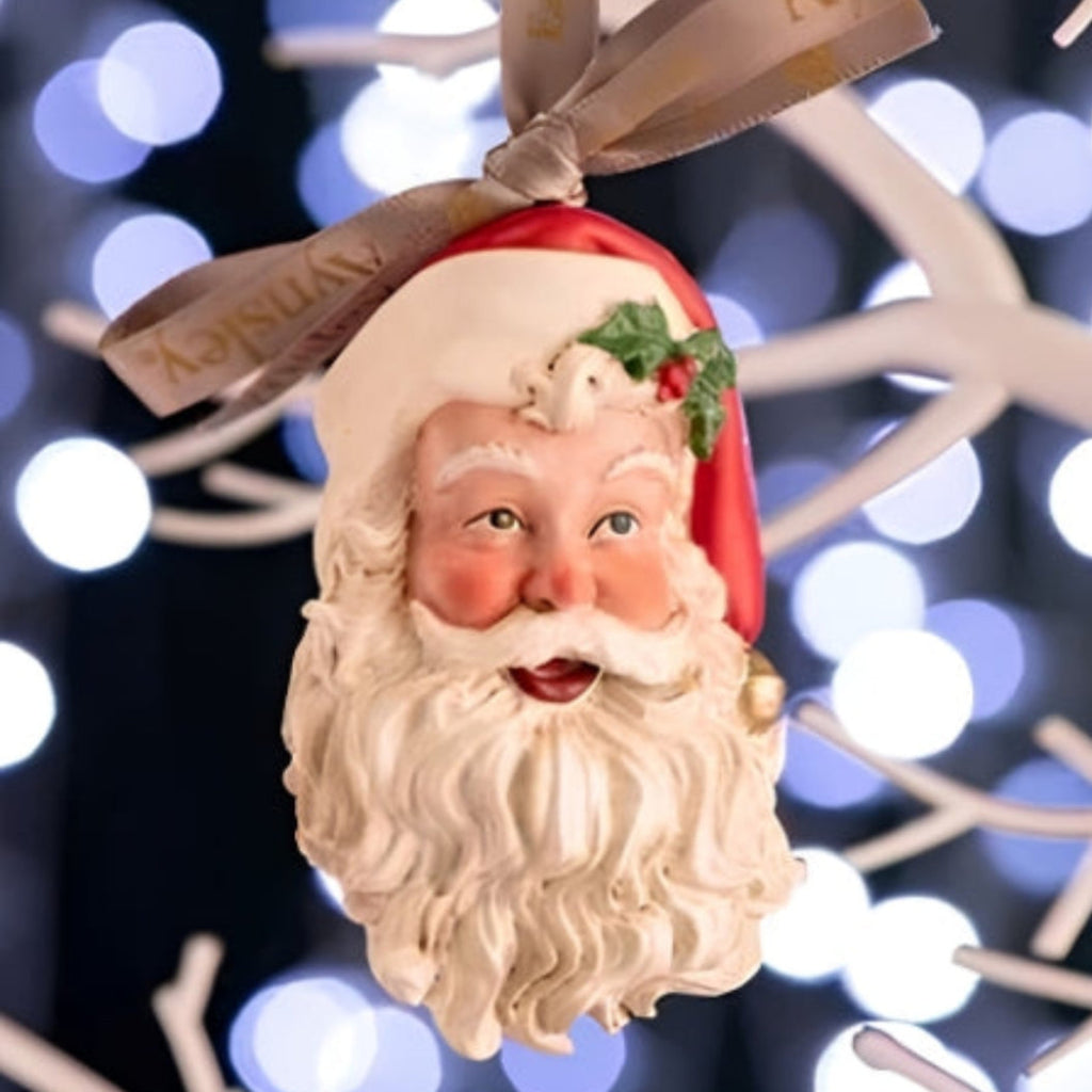 Aynsley smiling Santa ornament