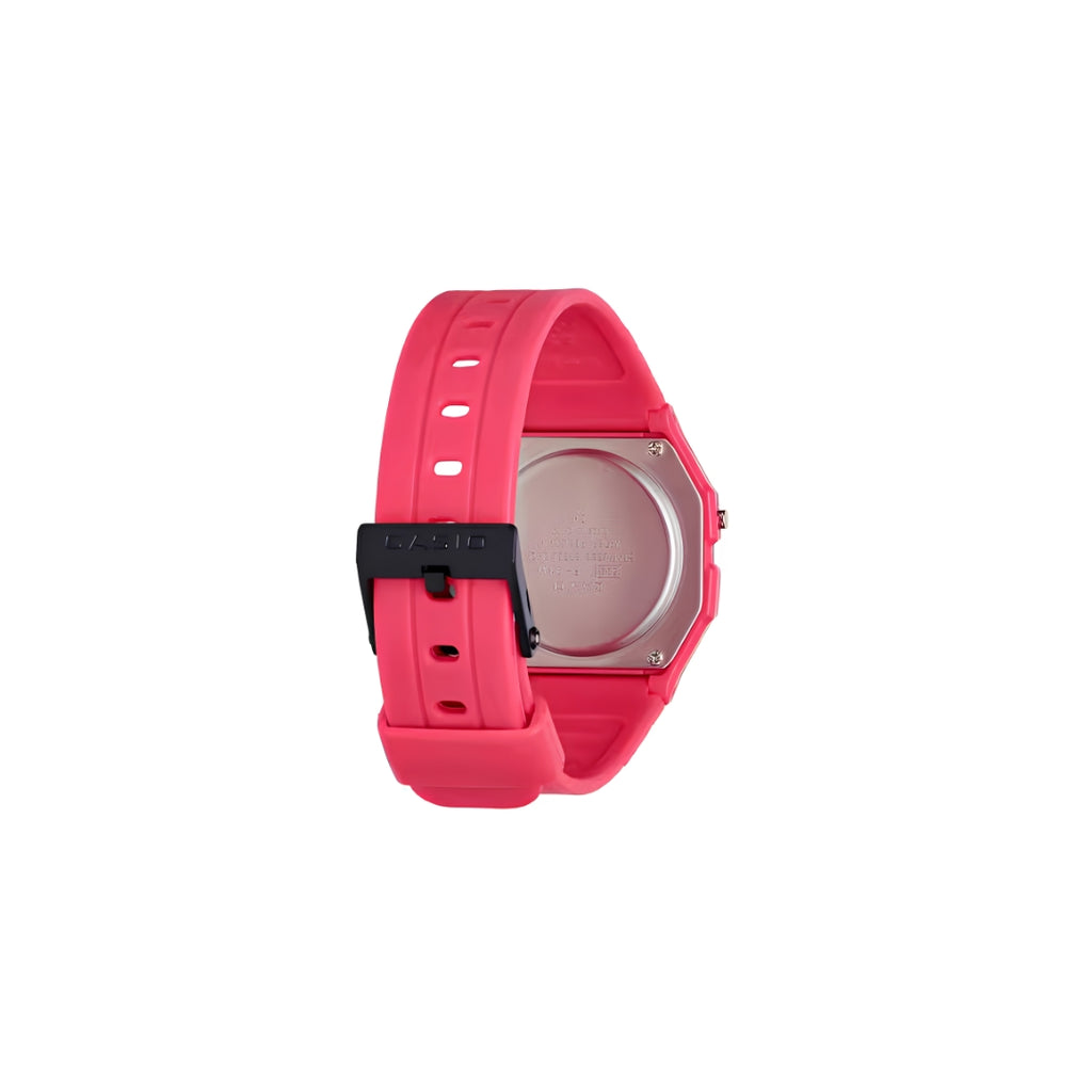 Casio F-91W Colour Collection – Pink Resin Case and Strap with Digital Display