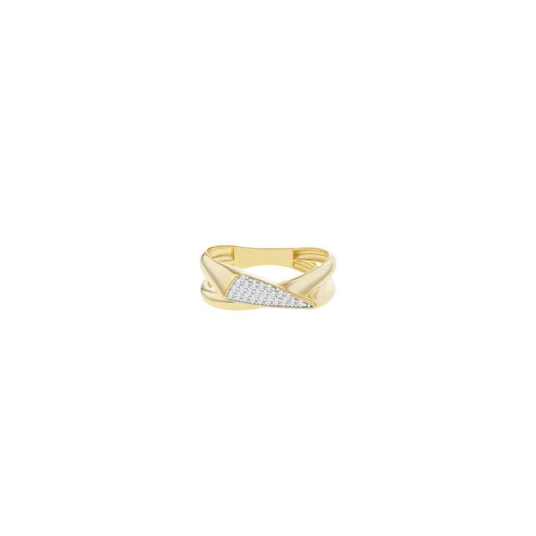 9ct Yellow Gold Pavé CZ Statement Ring